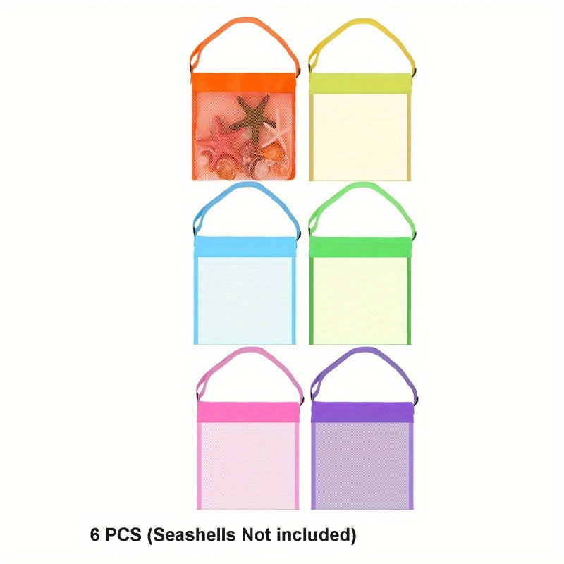 Tote Bag for Women – 6 Pack, Mesh Beach Pack Adjustable Colorful – detail view 12