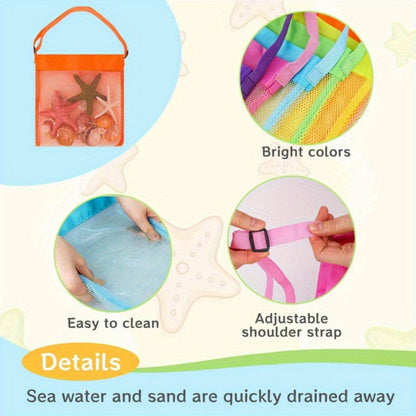 Tote Bag for Women – 6 Pack, Mesh Beach Pack Adjustable Colorful – detail view 7