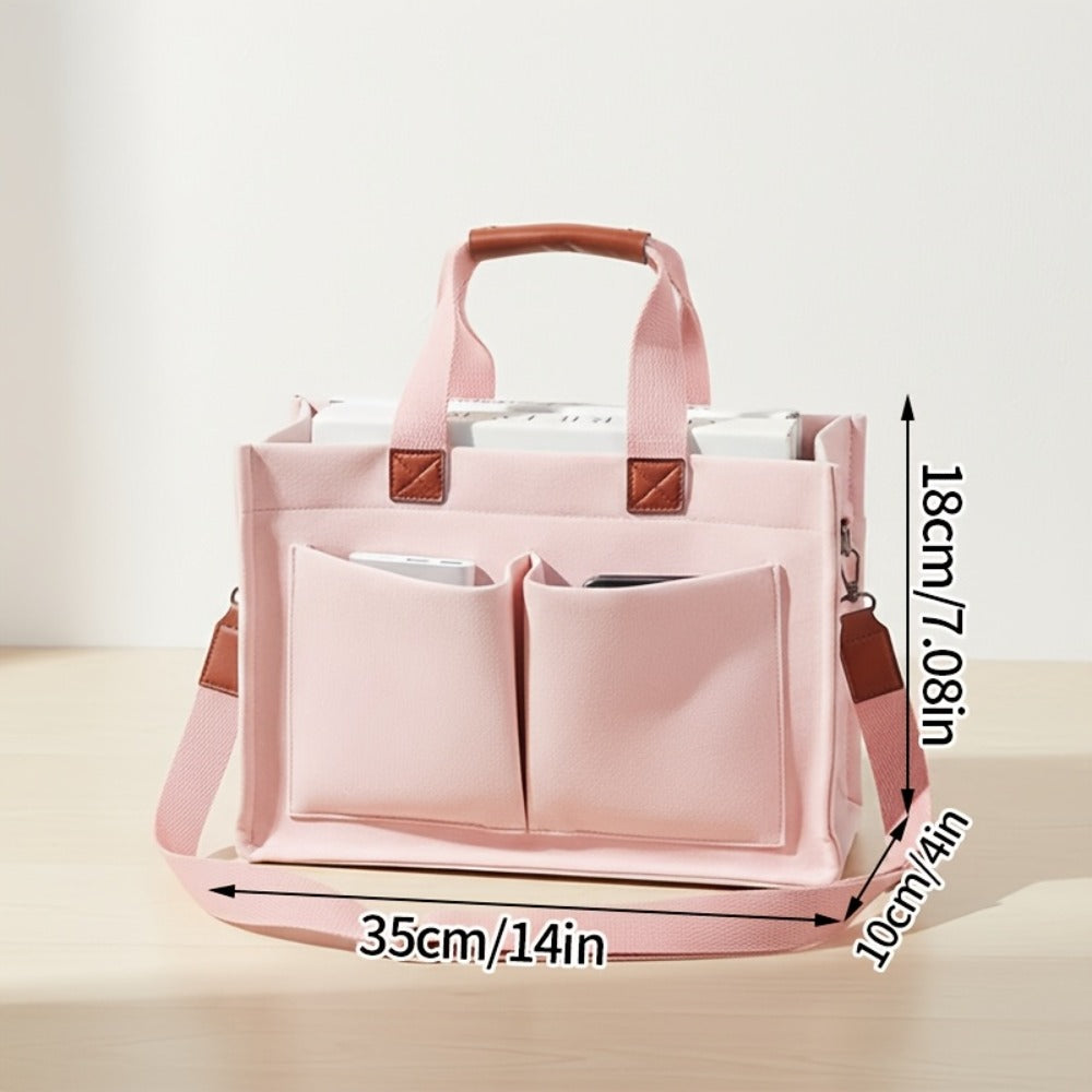 Tote Bag for Women – 5 Colors, Canvas, Multi-Pocket, for Travel & Work – detail view 10