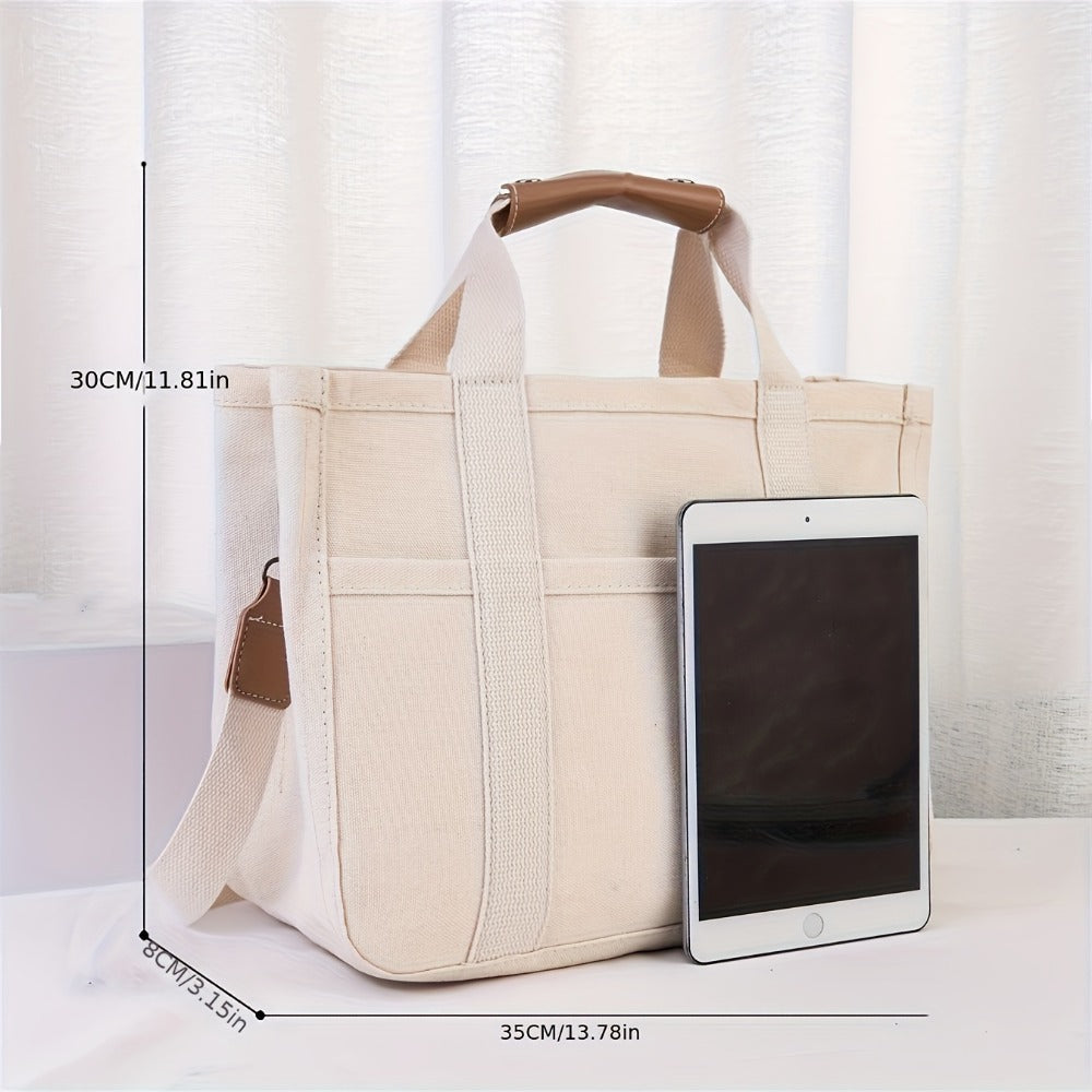 Tote Bag for Women – 5 Colors, Canvas, Multi-Pocket, for Travel & Work – detail view 13