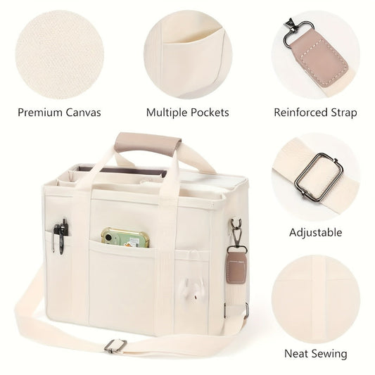 Tote Bag for Women – 5 Colors, Canvas, Multi-Pocket, for Travel & Work – alternate view