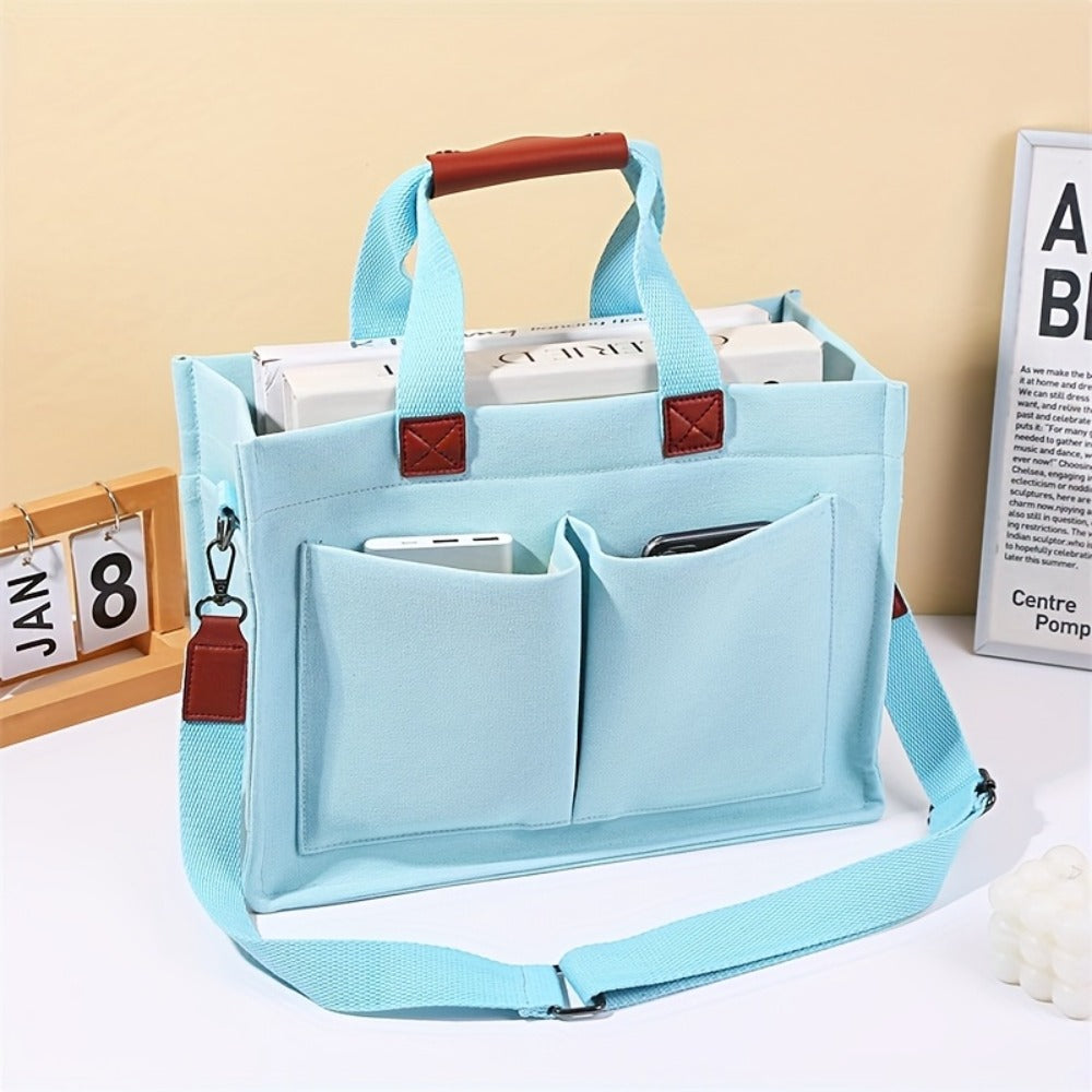 Tote Bag for Women – 5 Colors, Canvas, Multi-Pocket, for Travel & Work – detail view 6