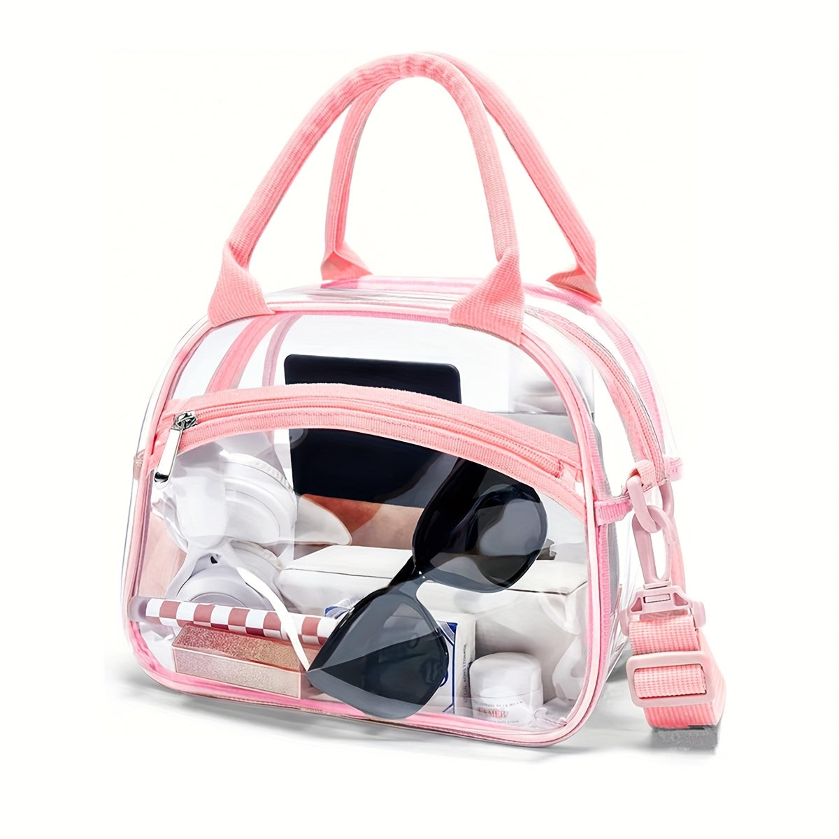 Tote Bag – Clear, Transparent, Adjustable Strap, for Travel & Work – front view - product view 9