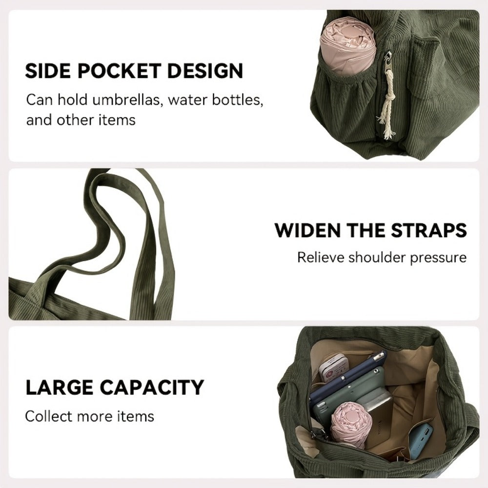Tote Bag for Women – Corduroy, for Everyday Use – detail view 8