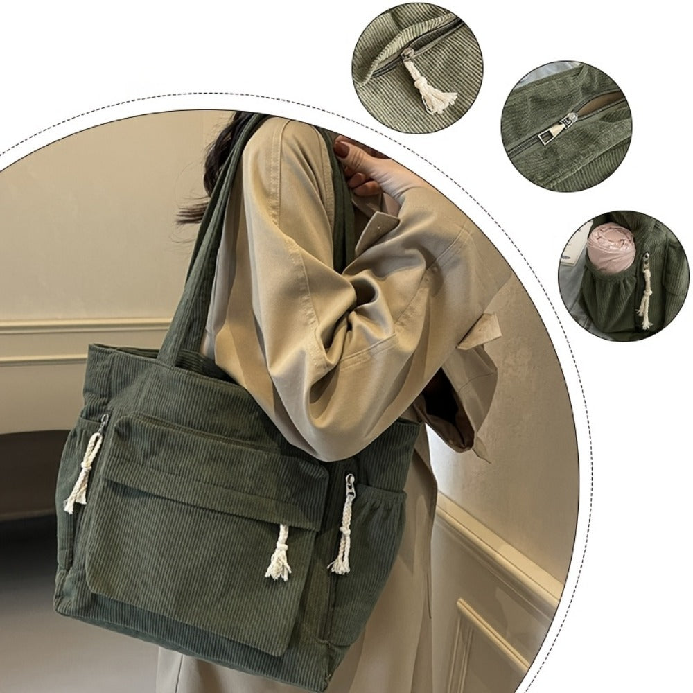 Tote Bag for Women – Corduroy, for Everyday Use – detail view 10