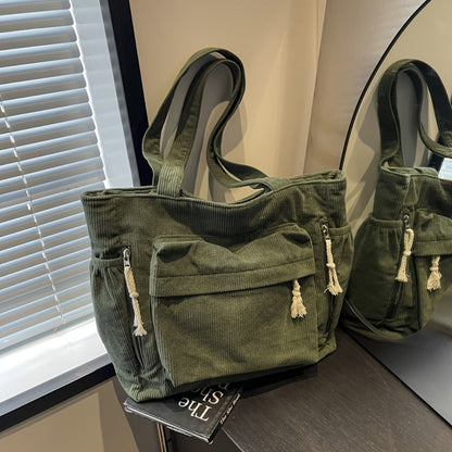 Tote Bag for Women – Corduroy, for Everyday Use – front view