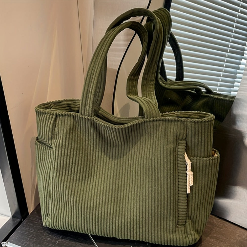 Tote Bag for Women – Corduroy, Lightweight, Large Capacity, for Work & Everyday Use – detail view 12