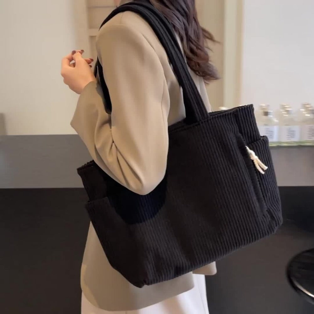 Tote Bag for Women – Corduroy, Lightweight, Large Capacity, for Work & Everyday Use – detail view 6