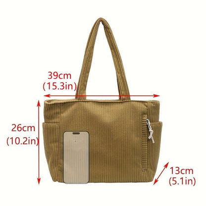 Tote Bag for Women – Corduroy, Lightweight, Large Capacity, for Work & Everyday Use – detail view 8