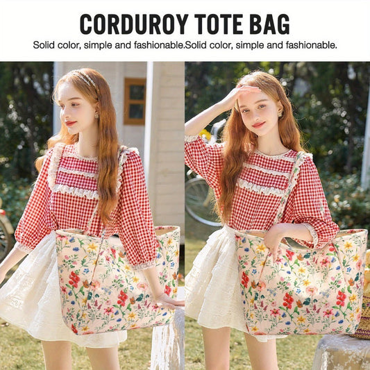 Tote Bag for Women – Corduroy, Large Capacity – detail view 11