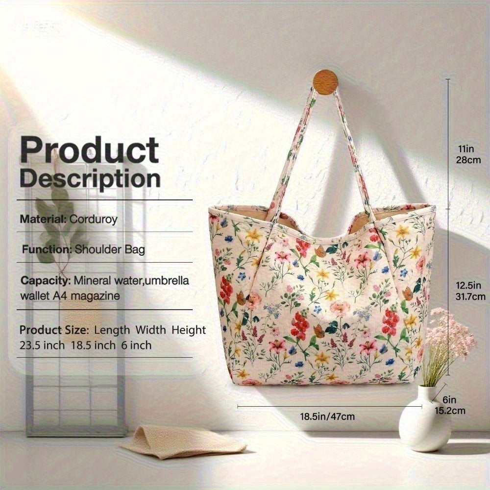 Tote Bag for Women – Corduroy, Large Capacity – detail view 13