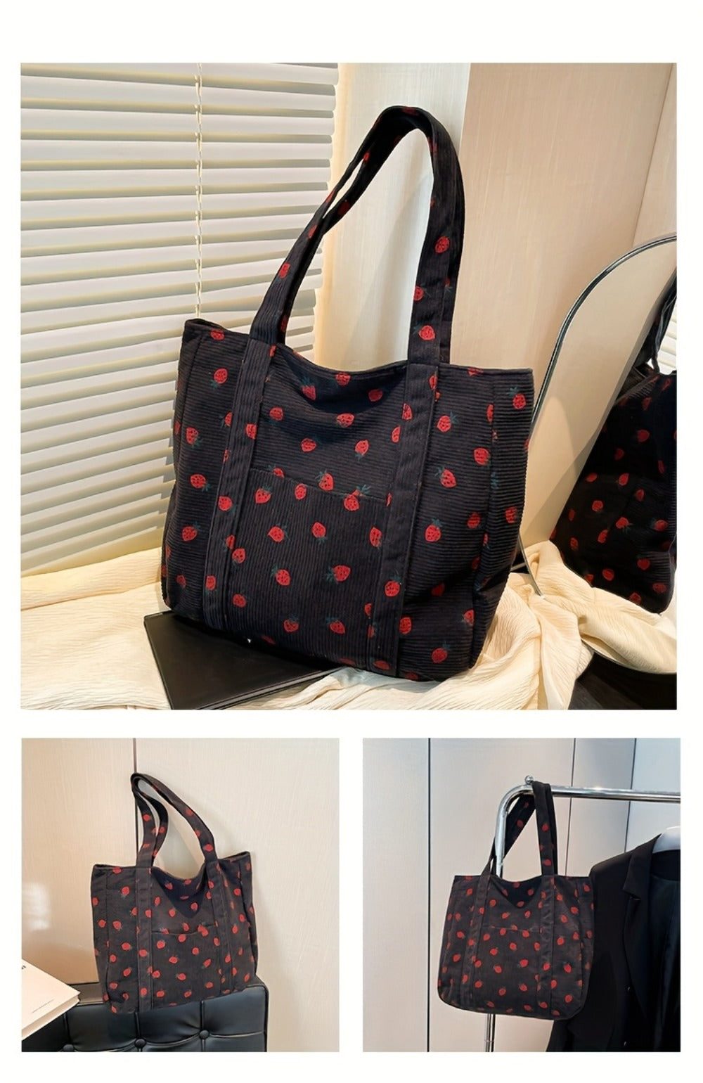 Tote Bag for Women – Corduroy, Large Capacity, for Travel & Everyday Use – detail view 12