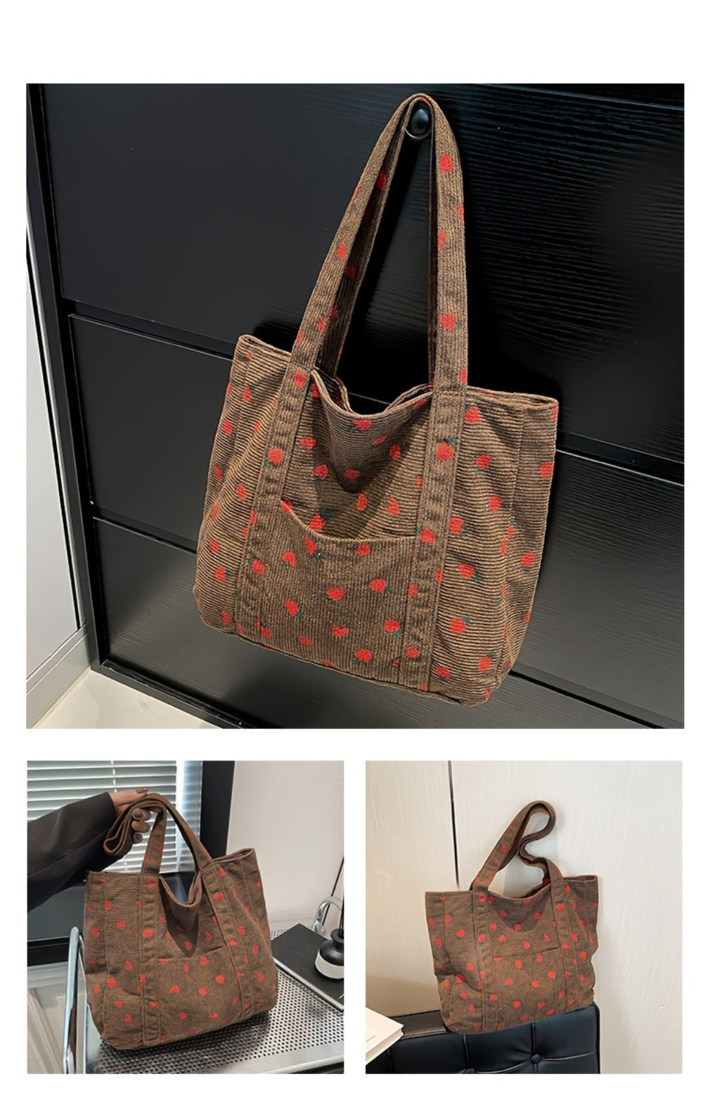 Tote Bag for Women – Corduroy, Large Capacity, for Travel & Everyday Use – detail view 14