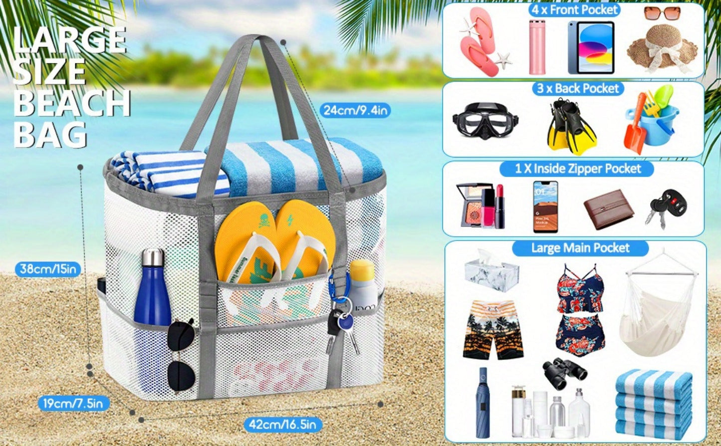 Tote Bag for Women – Foldable, Lightweight, for Travel – detail view 30