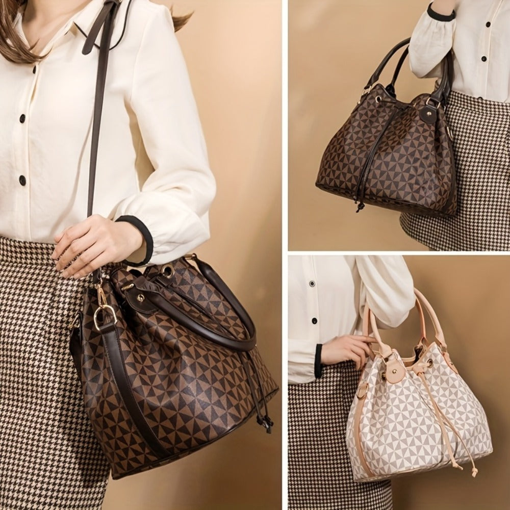 Tote Bag for Women – for Work & Everyday Use, Bucket Korean Fashion Retro Casual – front view
