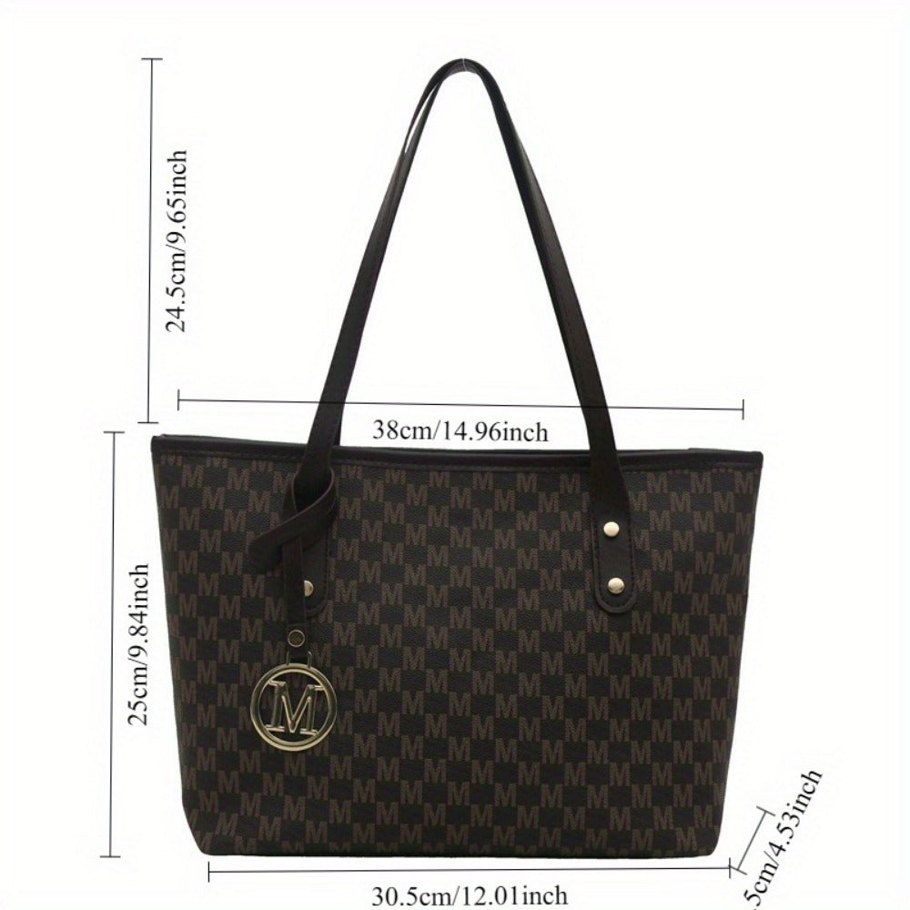 Tote Bag for Women – Large Capacity, Checkered Large Capacity Retro Plaid – detail view 4
