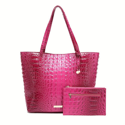 Tote Bag for Women – Large Capacity, Crocodile Pattern Two Piece Set – detail view 16