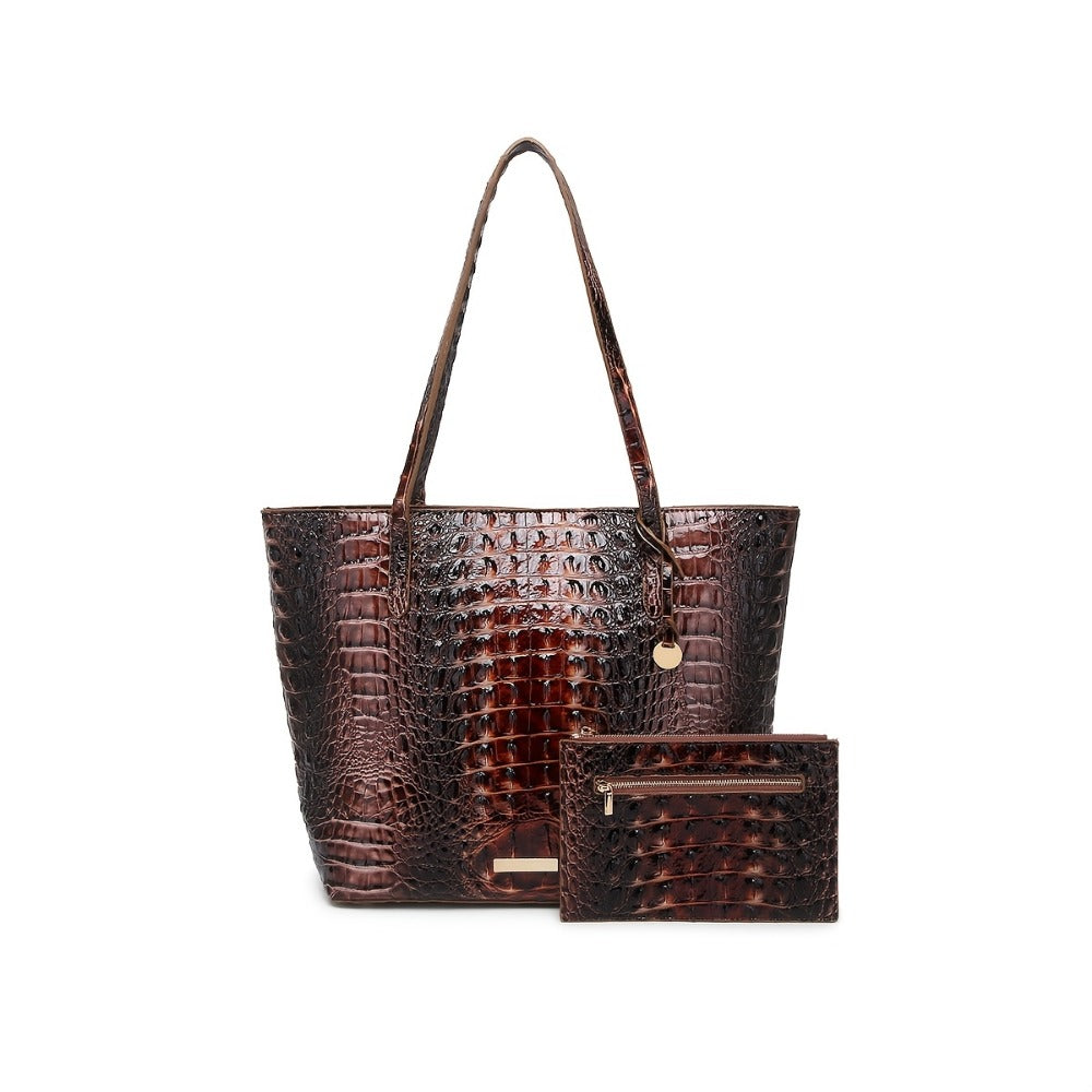 Tote Bag for Women – Large Capacity, Crocodile Pattern Two Piece Set – detail view 19