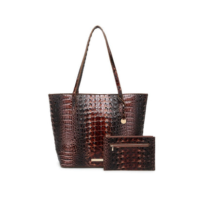 Tote Bag for Women – Large Capacity, Crocodile Pattern Two Piece Set – detail view 19