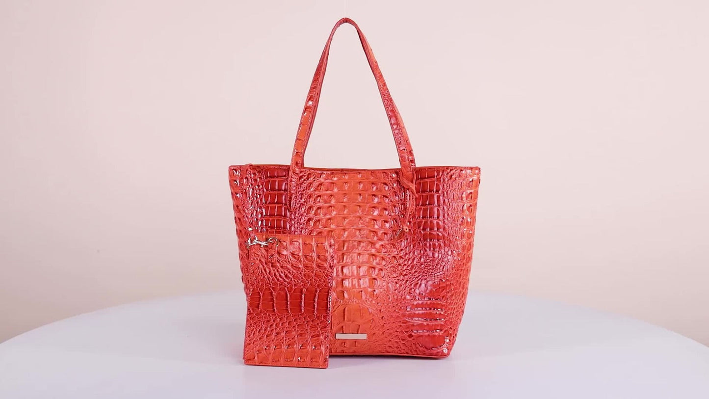 Tote Bag for Women – Large Capacity, Crocodile Pattern Two Piece Set – detail view 20