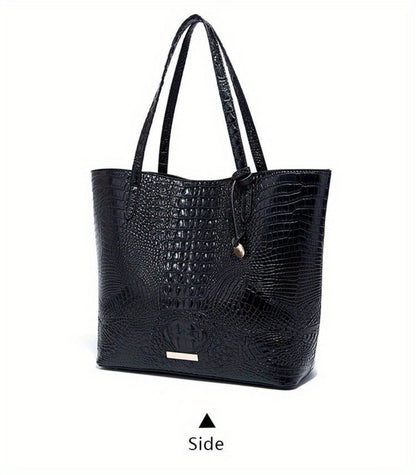 Tote Bag for Women – Large Capacity, Crocodile Pattern Two Piece Set – detail view 28