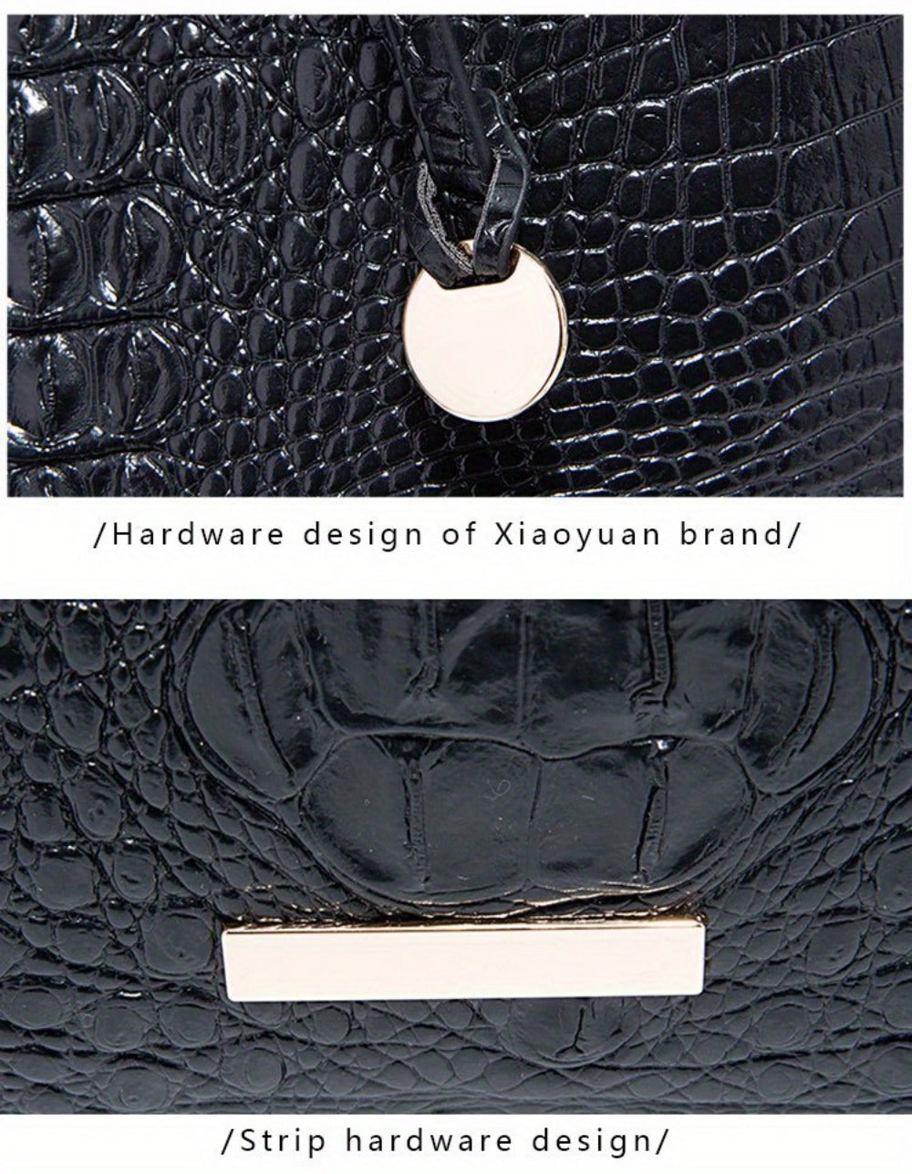 Tote Bag for Women – Large Capacity, Crocodile Pattern Two Piece Set – detail view 31