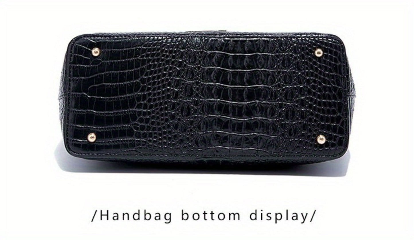 Tote Bag for Women – Large Capacity, Crocodile Pattern Two Piece Set – detail view 33