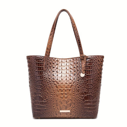 Tote Bag for Women – Large Capacity, Crocodile Pattern Two Piece Set – detail view 10