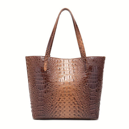 Tote Bag for Women – Large Capacity, Crocodile Pattern Two Piece Set – detail view 12