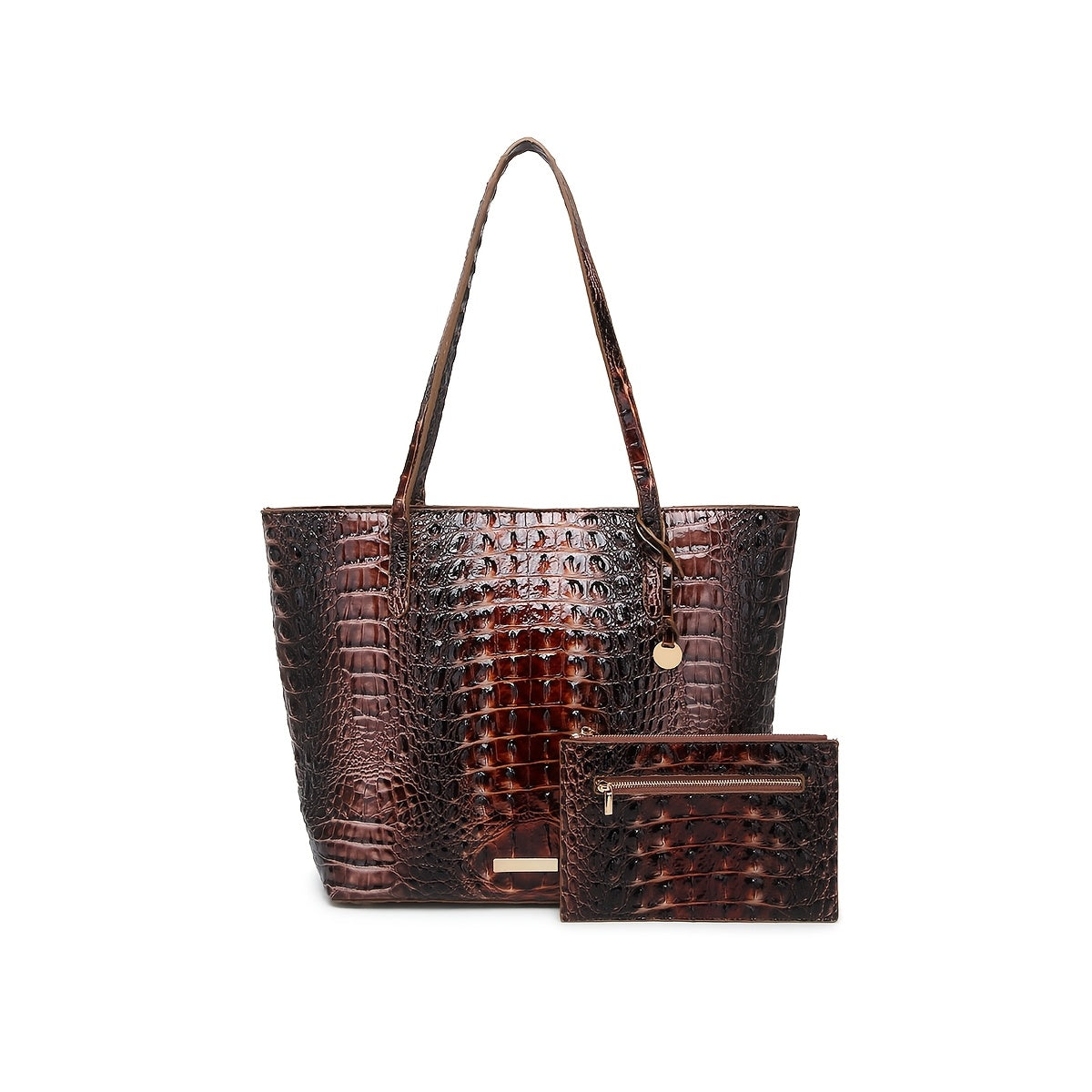 Tote Bag for Women – Large Capacity, Crocodile Pattern Two Piece Set – detail view 35