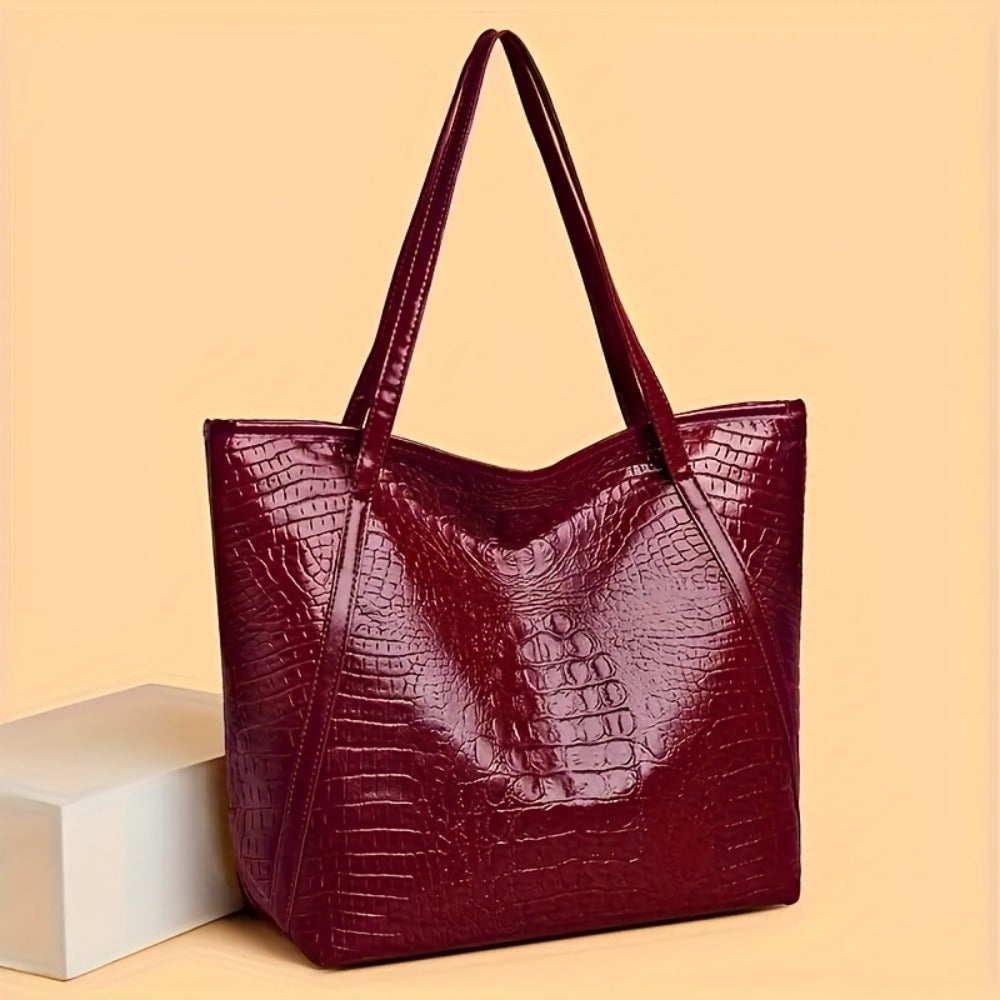 Tote Bag for Women – Large Capacity, Crocodile Print Large Capacity Scratch – detail view 10