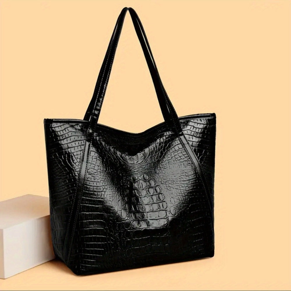 Tote Bag for Women – Large Capacity, Crocodile Print Large Capacity Scratch – alternate view