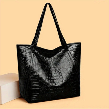 Tote Bag for Women – Large Capacity, Crocodile Print Large Capacity Scratch – alternate view