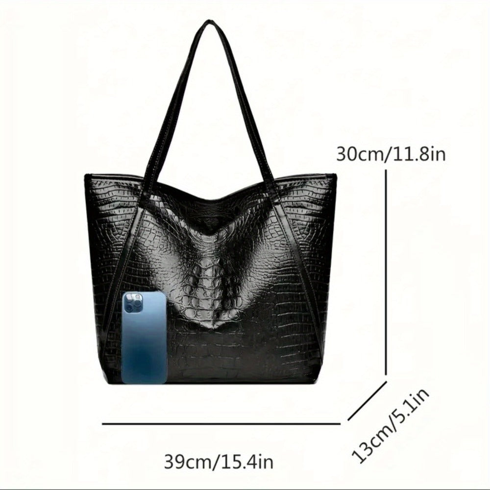 Tote Bag for Women – Large Capacity, Crocodile Print Large Capacity Scratch – detail view 3
