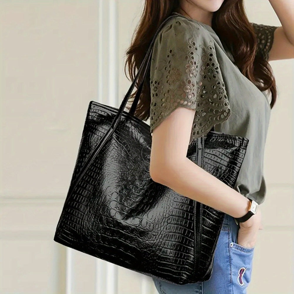 Tote Bag for Women – Large Capacity, Crocodile Print Large Capacity Scratch – detail view 5