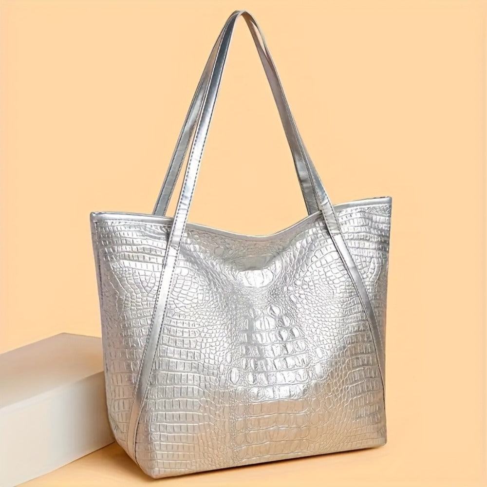 Tote Bag for Women – Large Capacity, Crocodile Print Large Capacity Scratch – detail view 6