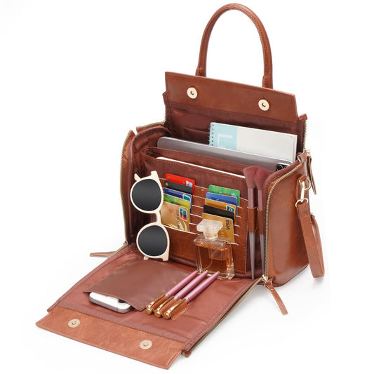 Tote Bag for Women – Multi-Pocket, Large Vintage Style Multi Pocket – front view