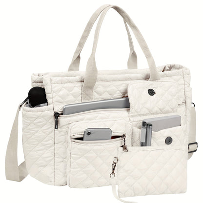Tote Bag for Women – 6 Colors, Nylon, Quilted, Adjustable Strap – detail view 18