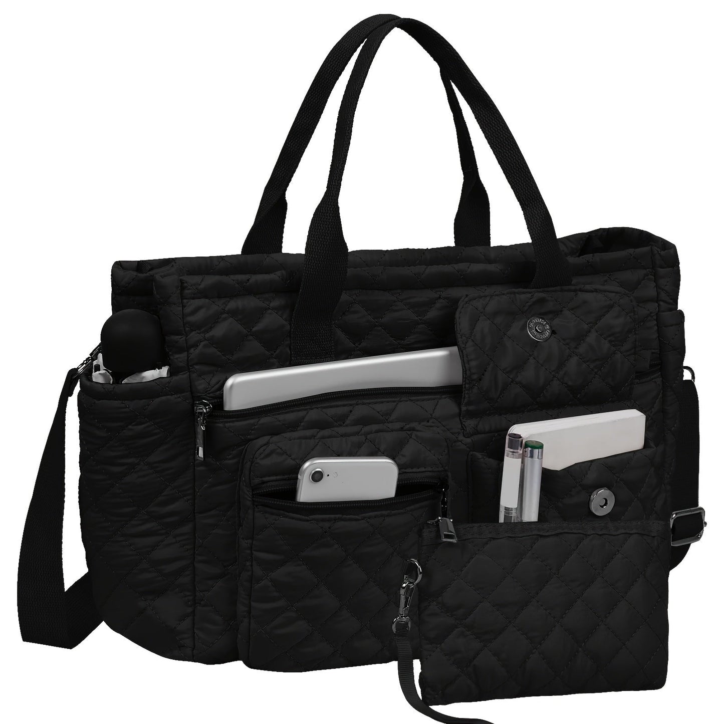 Tote Bag for Women – 6 Colors, Nylon, Quilted, Adjustable Strap – detail view 14