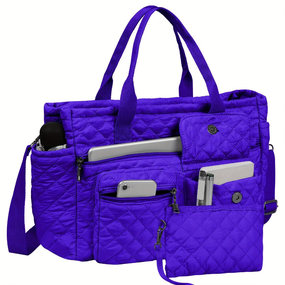 Tote Bag for Women – 6 Colors, Nylon, Quilted, Adjustable Strap – detail view 9