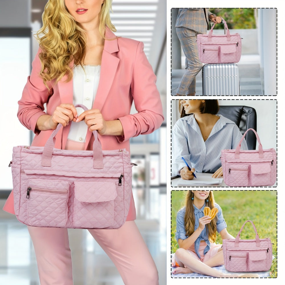 Tote Bag for Women – 6 Colors, Nylon, Quilted, Adjustable Strap – detail view 10
