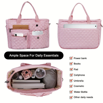 Tote Bag for Women – 6 Colors, Nylon, Quilted, Adjustable Strap – detail view 13