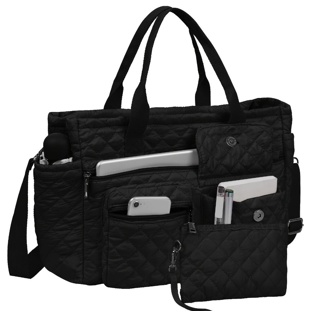 Tote Bag for Women – 6 Colors, Nylon, Quilted, Adjustable Strap – detail view 3