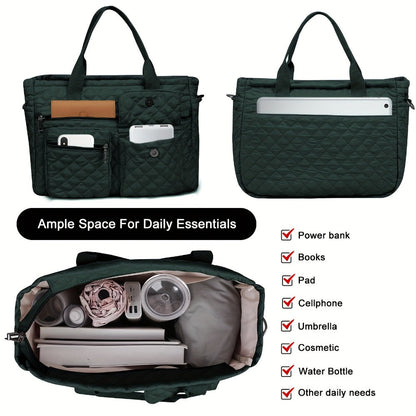 Tote Bag for Women – 6 Colors, Nylon, Quilted, Adjustable Strap – detail view 4