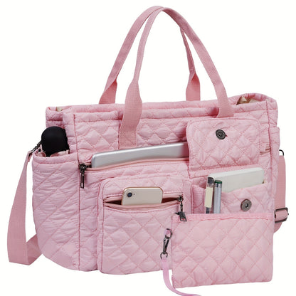Tote Bag for Women – 6 Colors, Nylon, Quilted, Adjustable Strap – detail view 17