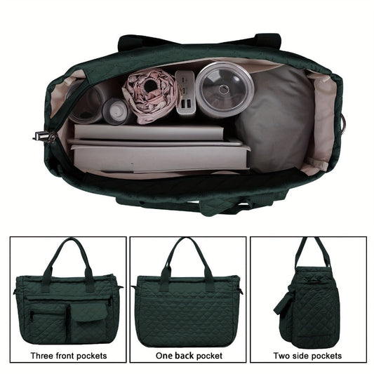 Tote Bag for Women – 6 Colors, Nylon, Quilted, Adjustable Strap – alternate view