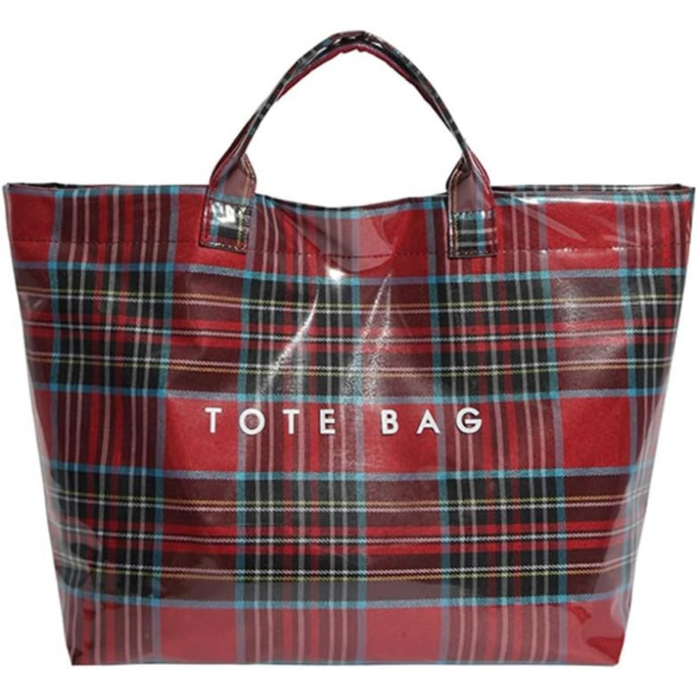 Tote Bag for Women – PVC, Christmas Plaid Pvc Zipper Holiday – detail view 6