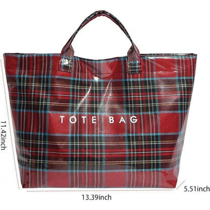Tote Bag for Women – PVC, Christmas Plaid Pvc Zipper Holiday – detail view 7
