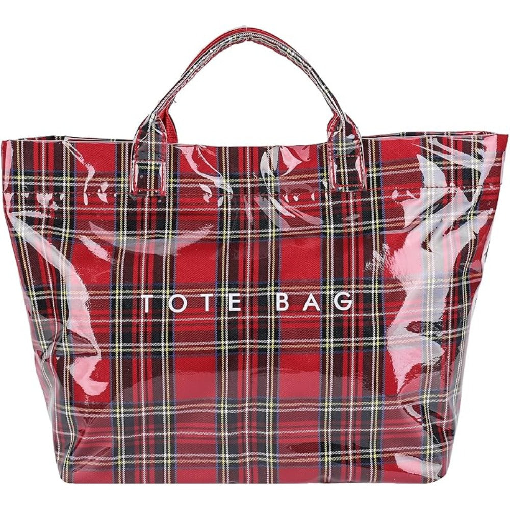 Tote Bag for Women – PVC, Christmas Plaid Pvc Zipper Holiday – detail view 8