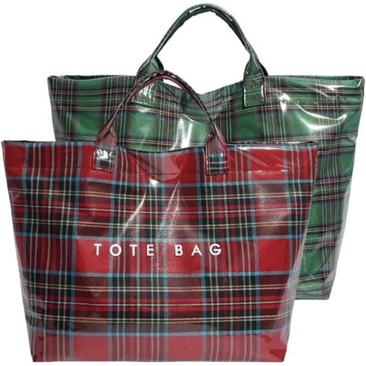 Tote Bag for Women – PVC, Christmas Plaid Pvc Zipper Holiday – front view